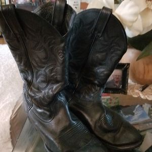 Mens black leather cowboy boots